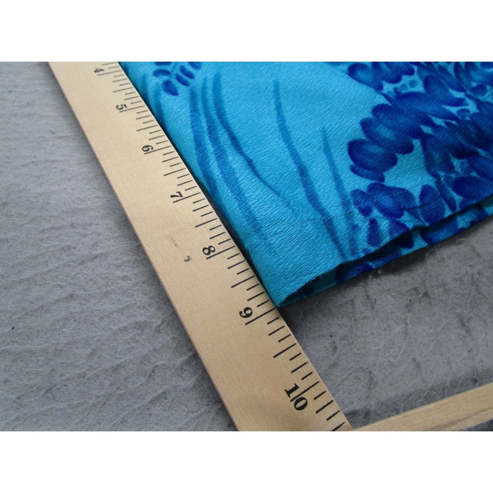 Otaheite Maui Vintage Blue Tropical Floral Kimono Robe Wrap Top Short Hawaiian - Picture 9 of 10